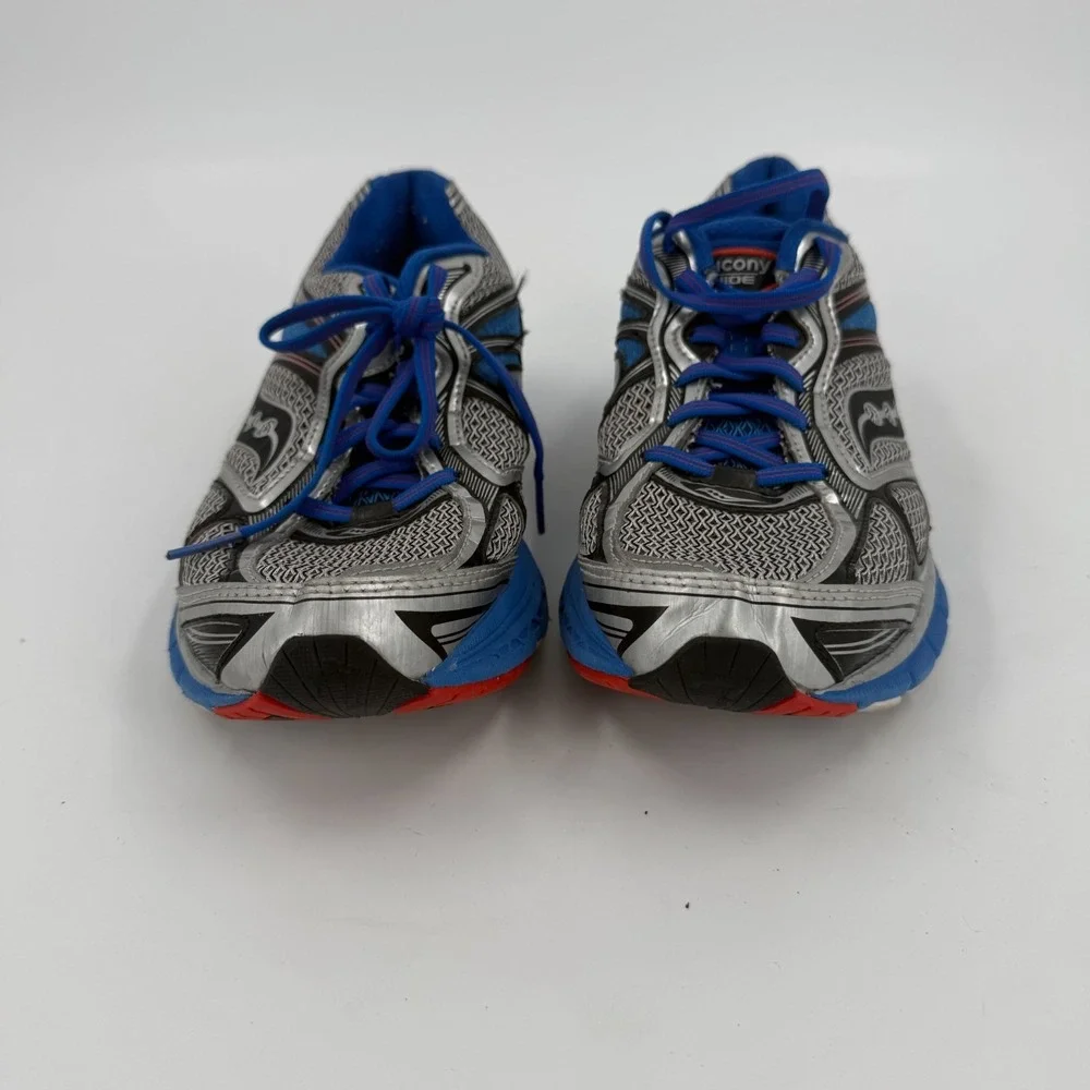 Saucony Guide 7 Power Grid Sneakers Mens Size 9.5 Silver Blue Synthetic Lace Up